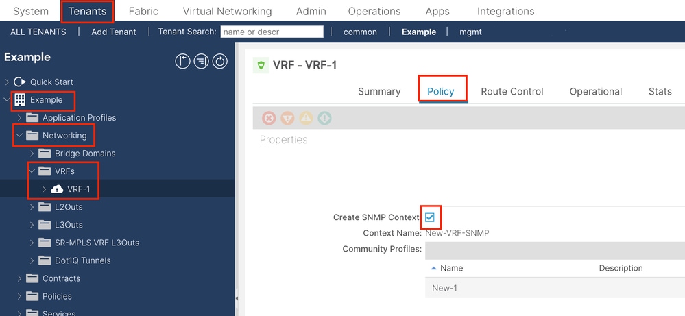 Verify VRF SNMP Context