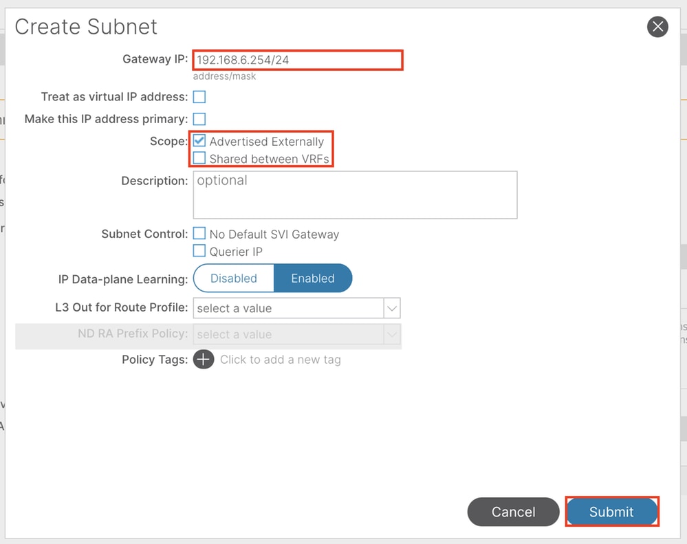 mgmt BD Subnet 2