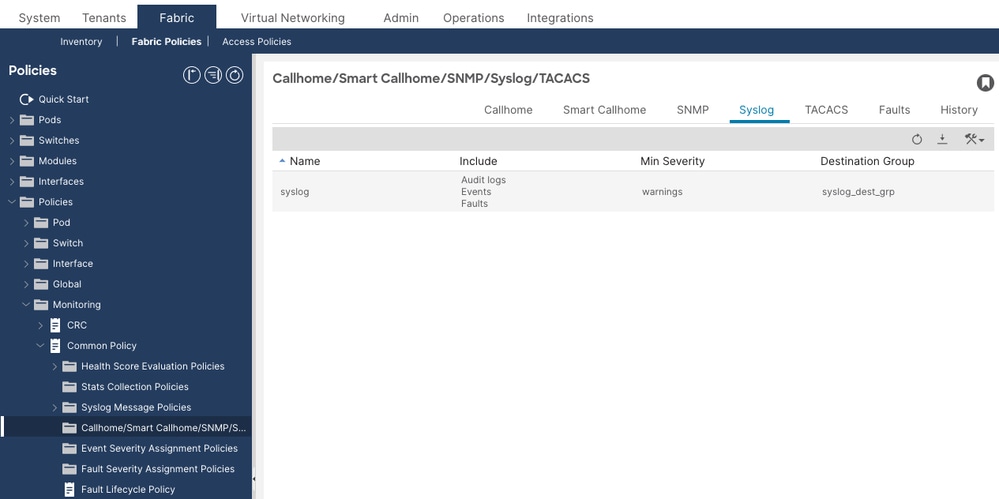 configure the common monitoring policy