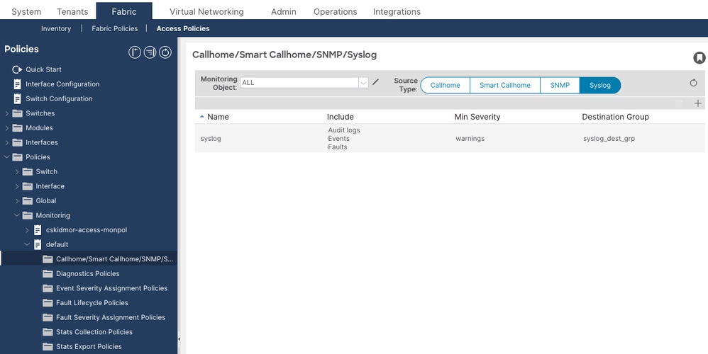create a syslog source under the acess monitoring policy
