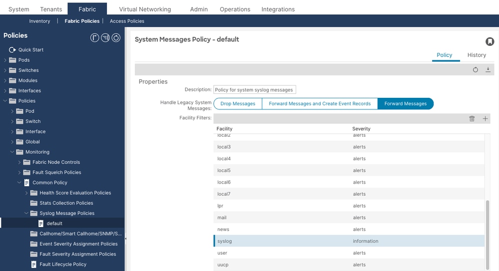 adjust the syslong message policy for contract ACL logging