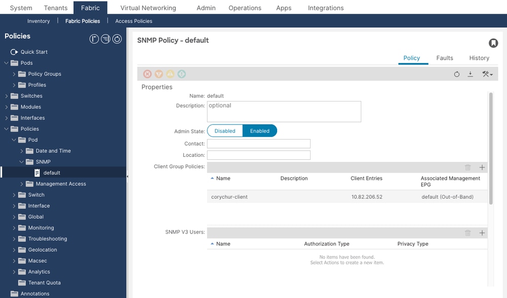 Verify SNMP POlicy