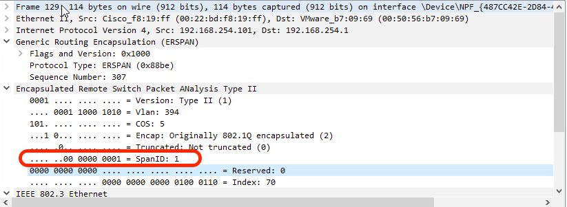 Image 4: Packet in Wireshark to show Flow ID