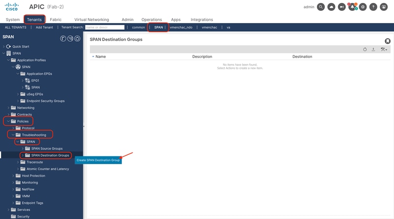 Image 17: path to create tenant ERSPAN destination group