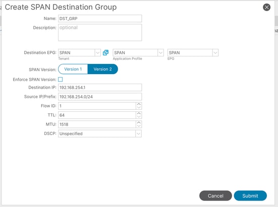Image 24: Creation of fabric ERSPAN destination group