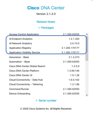 Cisco DNA Center Packages Required