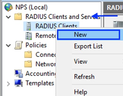 Aggiungi client RADIUS