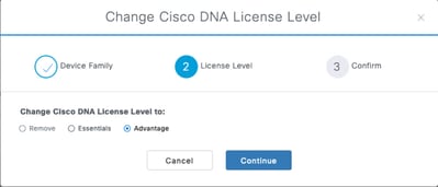 Click License Level For Essentials or Advantage