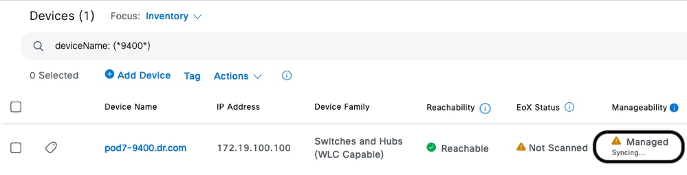 Network Device goes into Syncing State