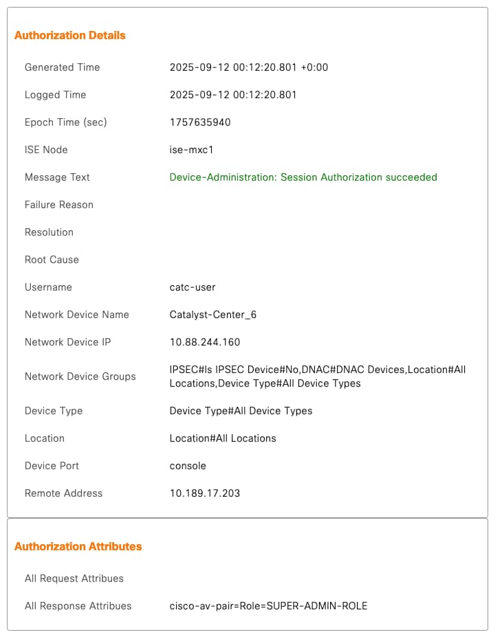 cisco-av-pair=Role=SUPER-ADMIN-ROLE