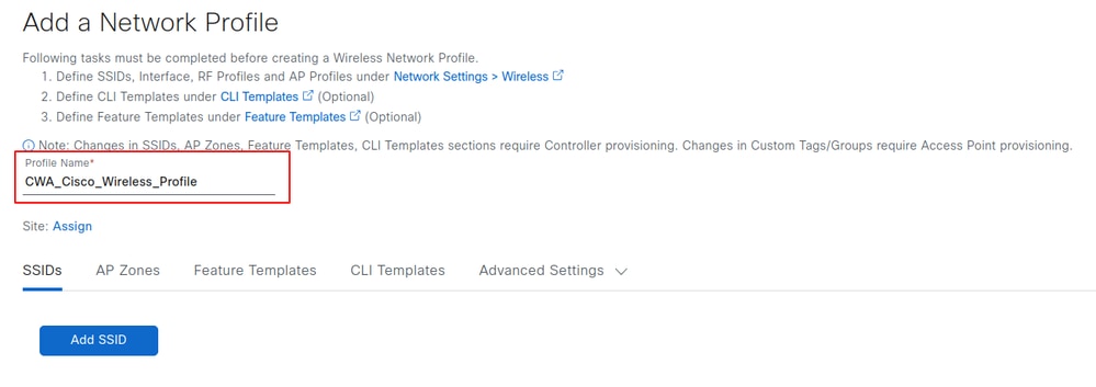 Add a Network Profile