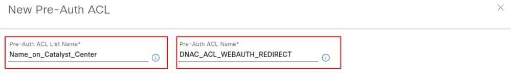 Create New Pre-Auth Access Control List