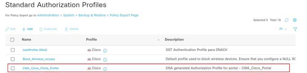 Standard Authorization Profiles