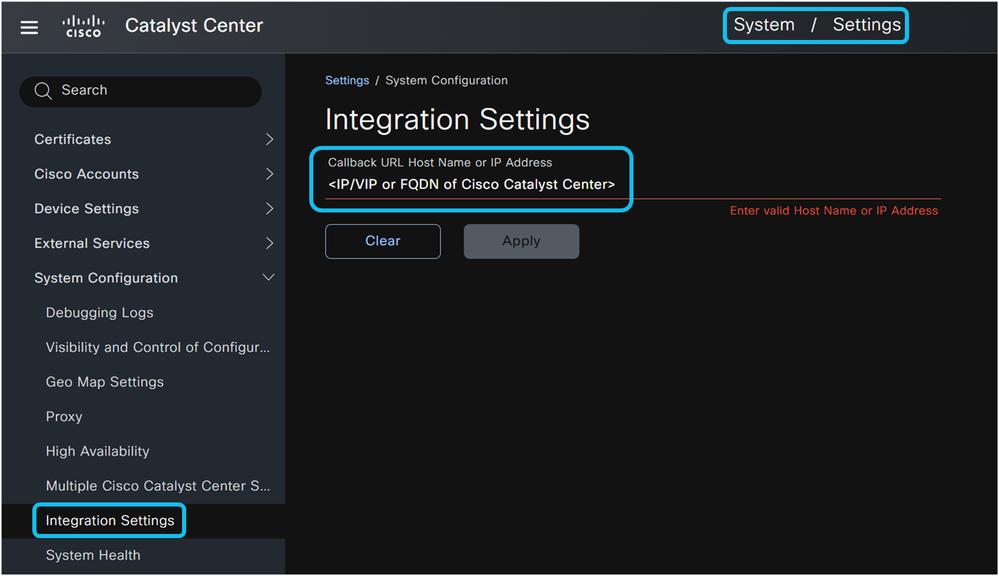 Integration Settings