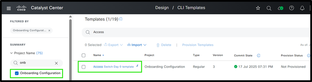 Access Switch Day 0 Template Structure with Simulation Inputs and Outputs
