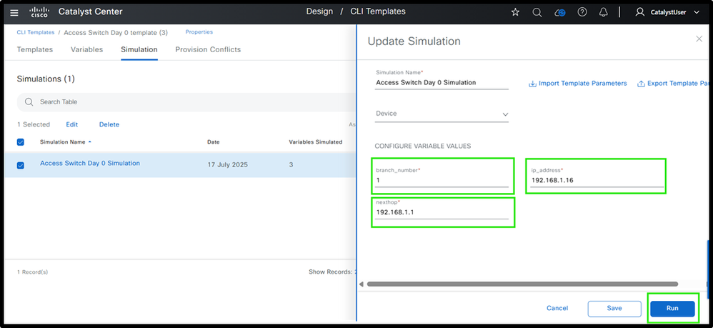 Ex. Simulation Inputs