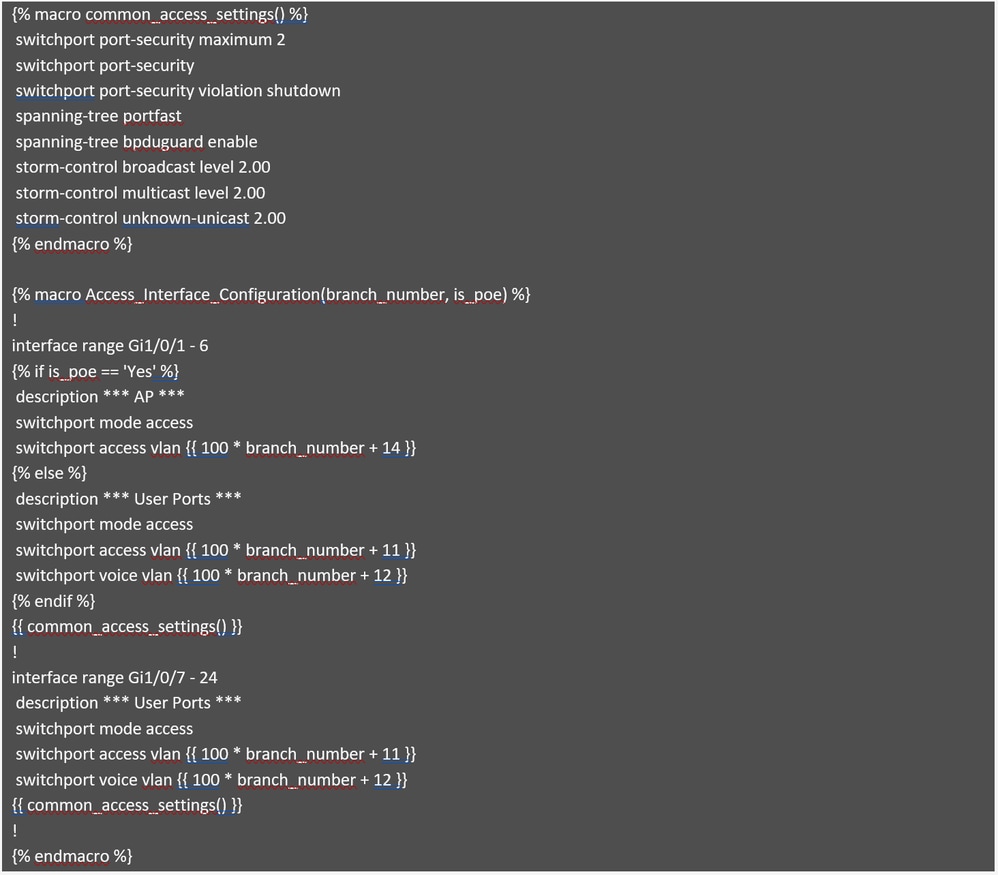 Access Interface Configuration