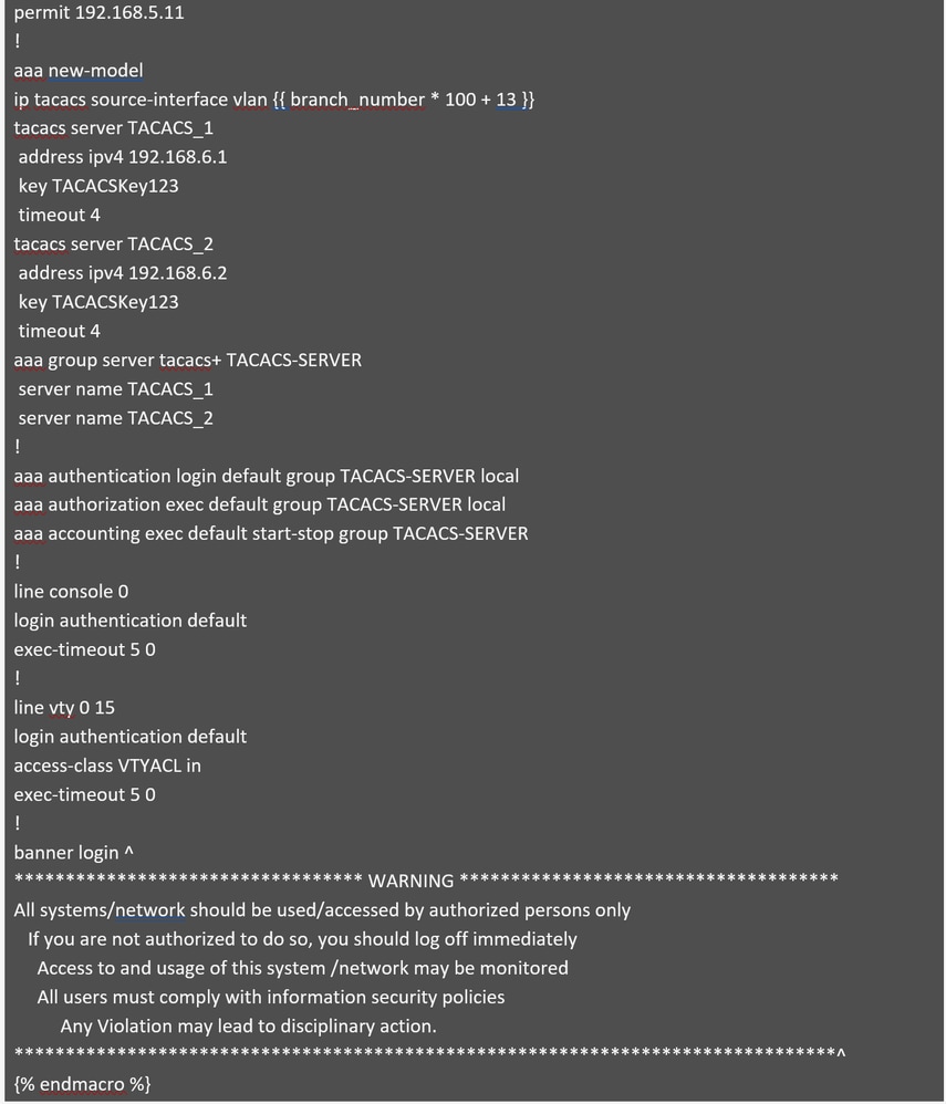Part 2: Access Standard Configuration