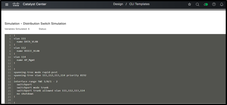 (2) Distribution Switch Template Simulation Inputs and Outputs