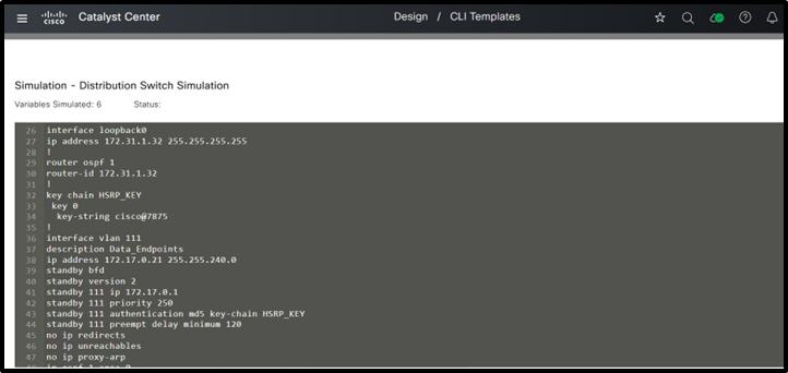 (3) Distribution Switch Template Simulation Inputs and Outputs