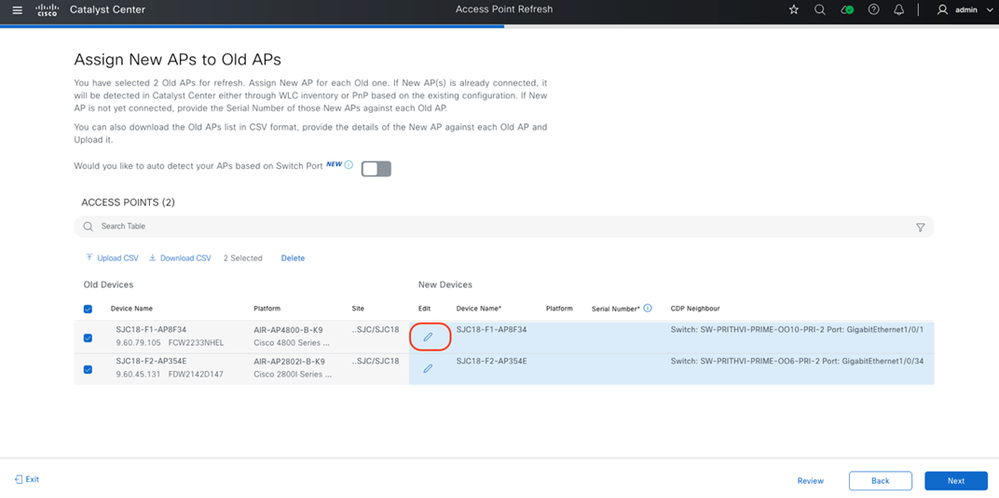 Edit New Access Points Option