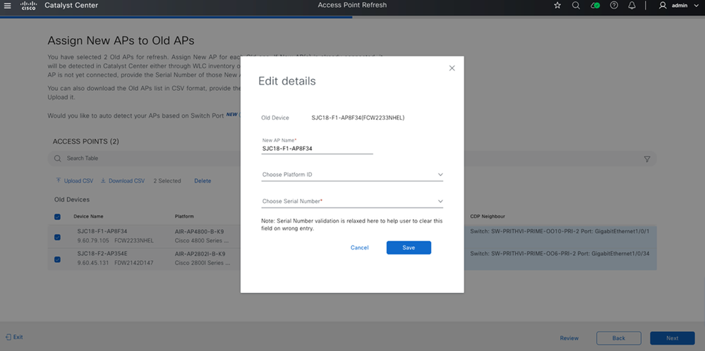 Edit New Access Points