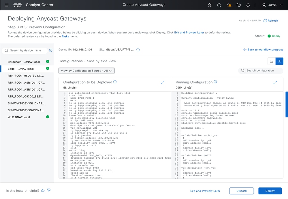 Configuration preview