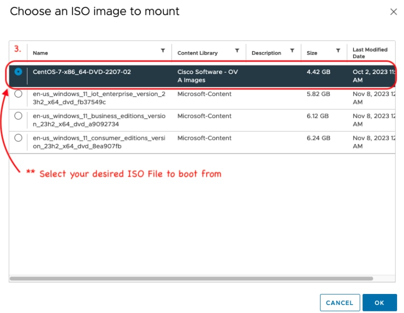 Select image to mount