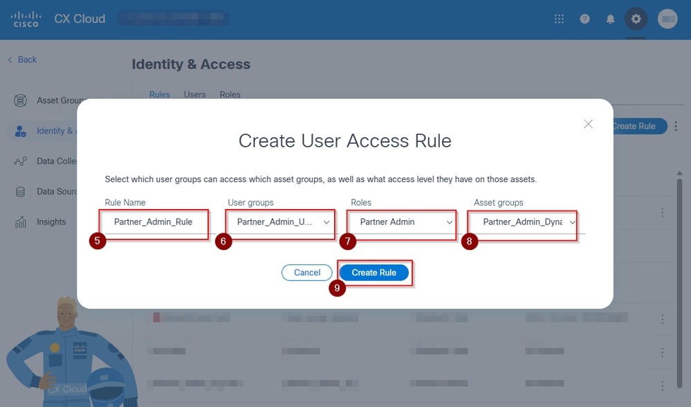 Create User Access Rule View