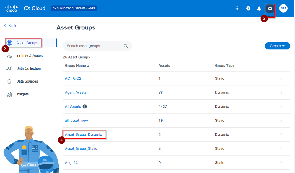 Asset Groups View to Delete a Group