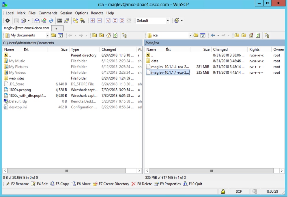 How to use WinSCP to extract RCA from Cisco DNA Center - Go to the /data/rca folder