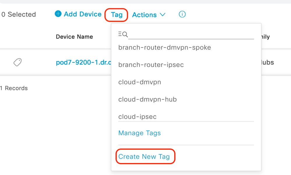 Select Create New Tag under Tag option