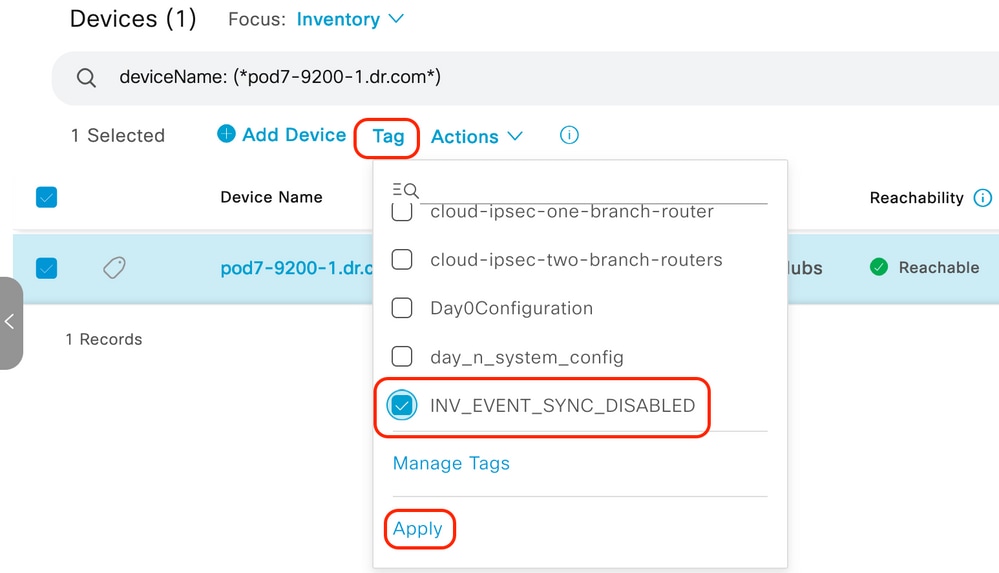 Select Tag option and then select the newly created Tag and click Apply