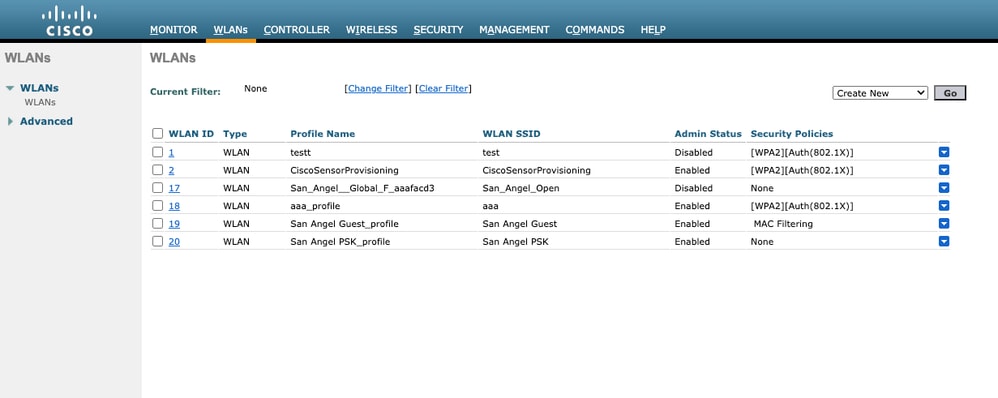 WLC GUI WLANs Config Wireless LAN