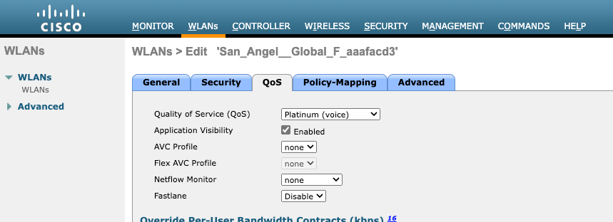 WLC GUI Netflow Config Flow Monitor Correct Option