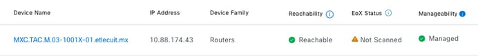 Reachability and Manageability status display