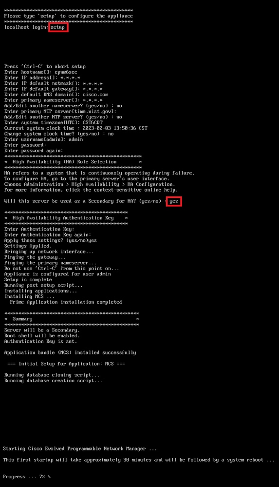 Fig 3.3 - Output of Secondary server installation