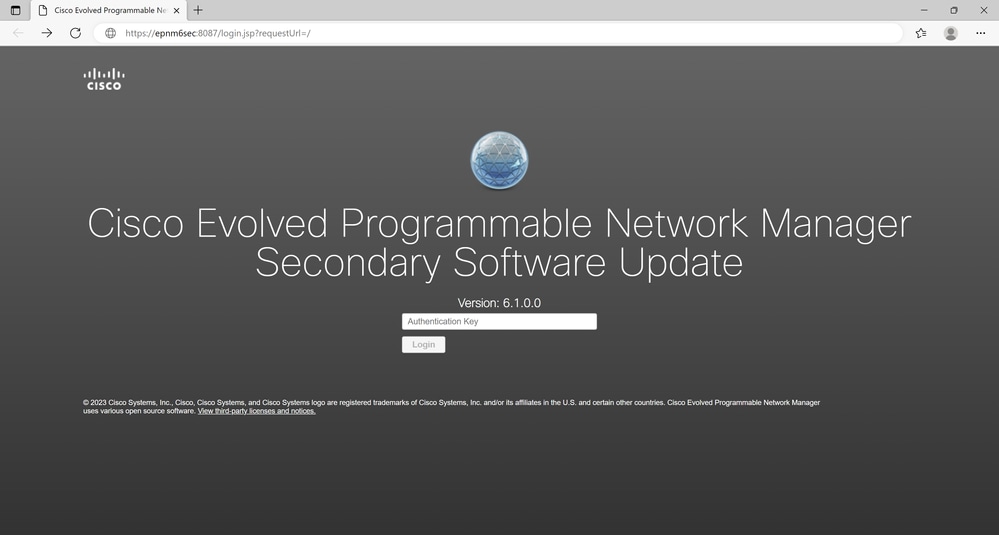 Fig 5.21 - EPNM 6.1 Secondary server Software Update page