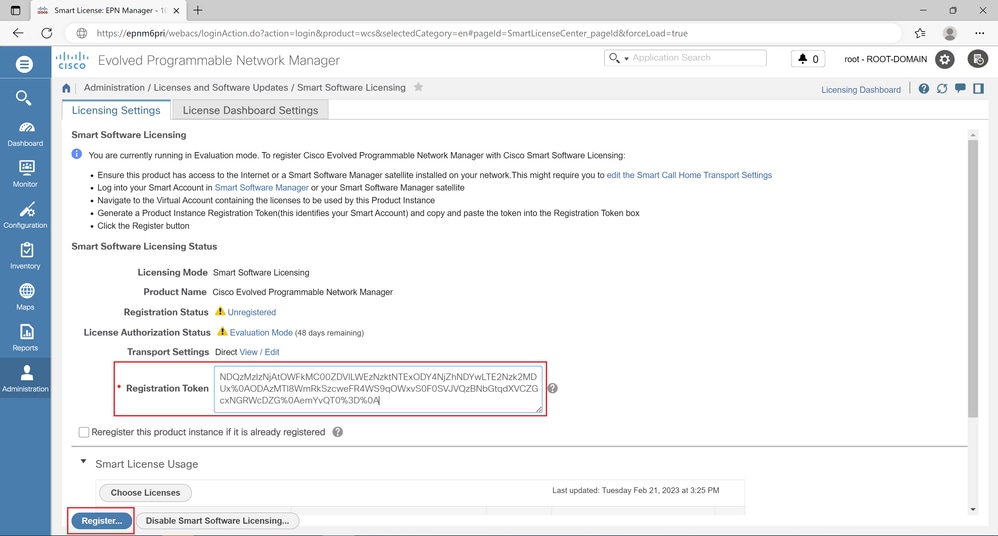 Fig 5.32 - Paste Registration Token details.