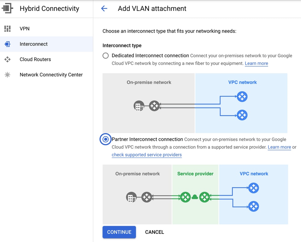 GCP Console where Interconnect Connection is Created