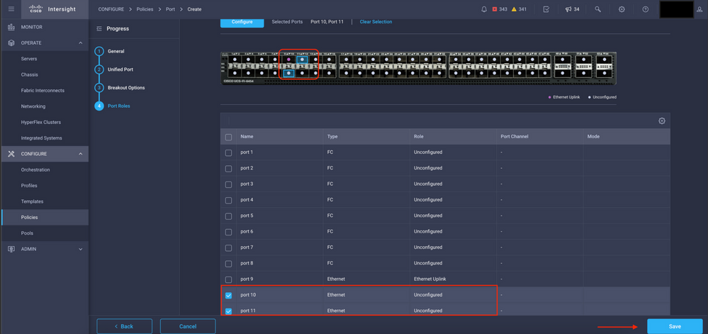 Ports configuration