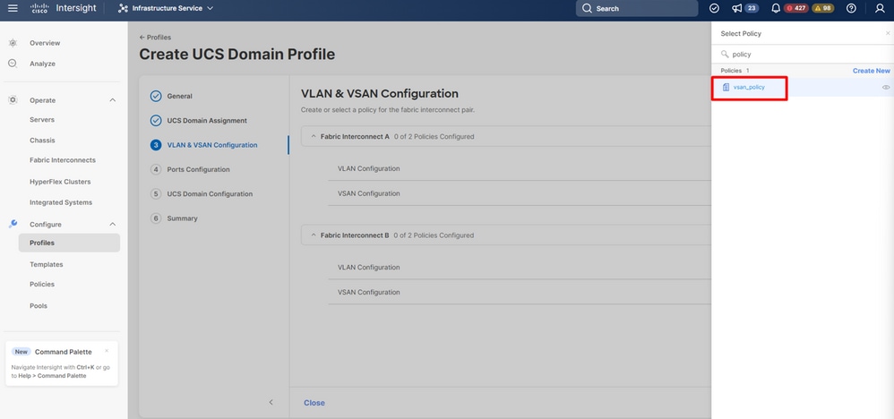 Select vsan policy created