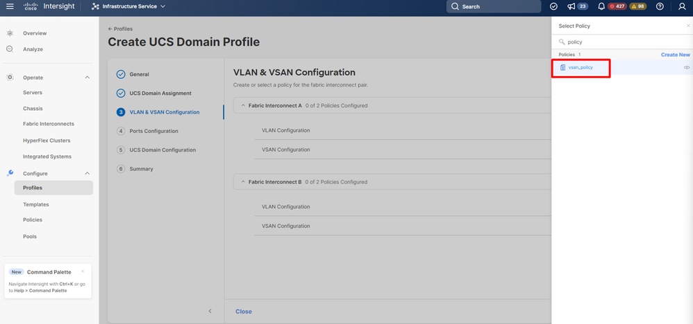 Select vsan policy created