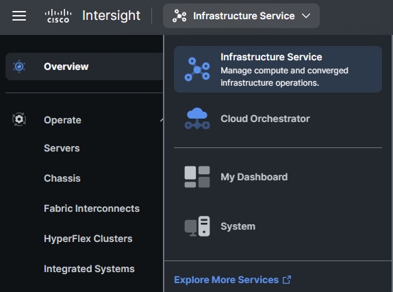 Emplacement du service d'infrastructure dans IMM