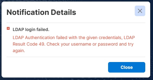 Error Message for Wrong Password Error