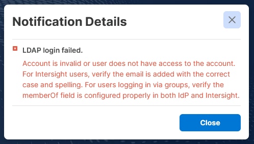Error Message for User not Found