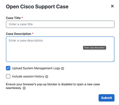 Input fields for Case details