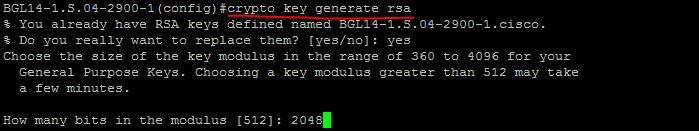 Crypto key generate rsa modulus 2048