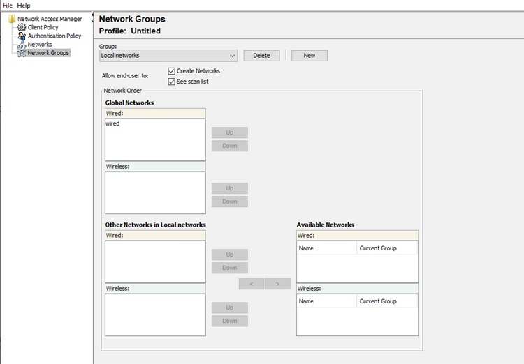 Network Groups Tab