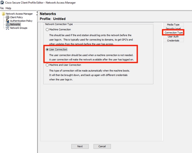 Netowork Profile Connection Type